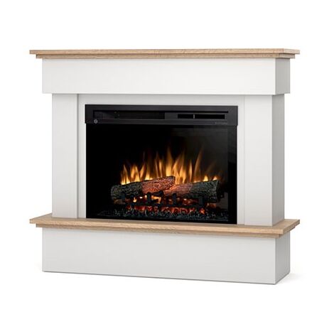 Caminetto elettrico a libera installazione a LED - 26" - Bianco opaco / Rovere chiaro - 108 x 93 x 33,5 - TORMES (1/5)