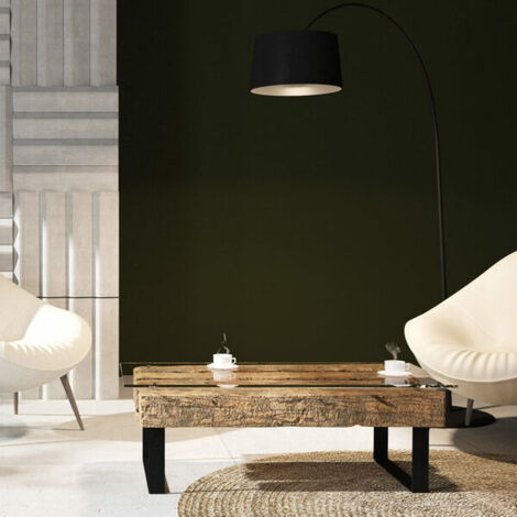 Tavolino in stile rustico, nordico o scandinavo ASMARA 1 in legno massello e metallo con piano