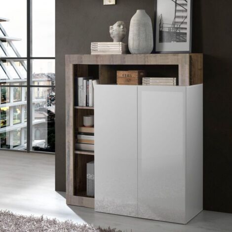 Credenza 2 ante linea Frame in Bianco Lucido e Pero (1/3)