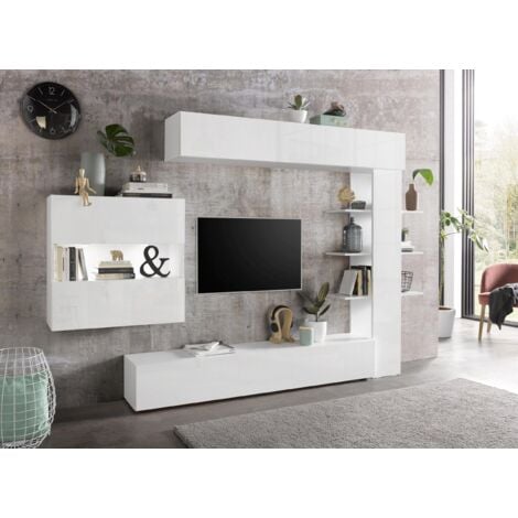 Parete attrezzata Calvin linea  Practical in finitura Bianco laccato lucido