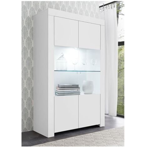 Vetrina 2 ante linea Clear in Bianco Opaco