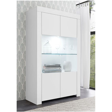 Vetrina 2 ante linea Clear in Bianco Opaco