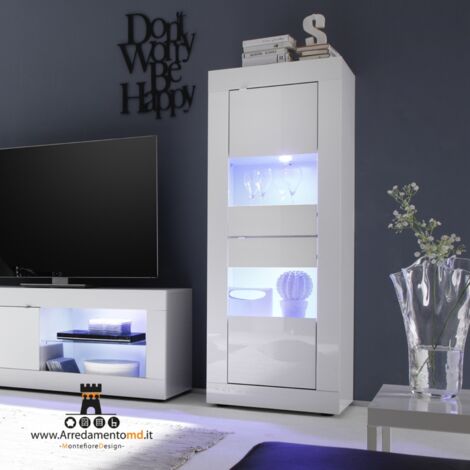 Vetrina piccola Linea Basic con 2 ante colore bianco lucido (1/4)