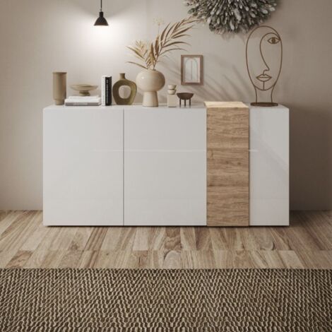 Madia 3 ante linea Olimpo finitura Bianco Lucido e Rovere Kadiz (1/2)