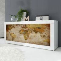Madia 4 ante Planisfero Linea Fancy finitura Bianco lucido con Serigrafia