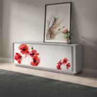 Madia SKYLINE 4 ante bianco opaco e struttura nuvola con fiori serigrafati