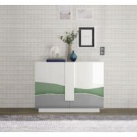 Madia 2 ante linea Sax in finitura Bianco Lucido con serigrafia