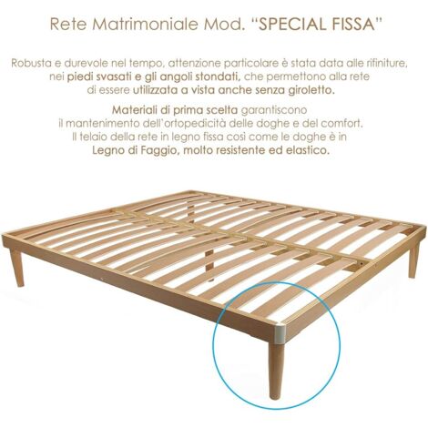 Rete Ortopedica In Legno Di Faggio 160x190 Cm - Alta 37 Cm, Con Dogle Basculanti - Made In Italy - Per Letti Matrimoniali - Foto 2