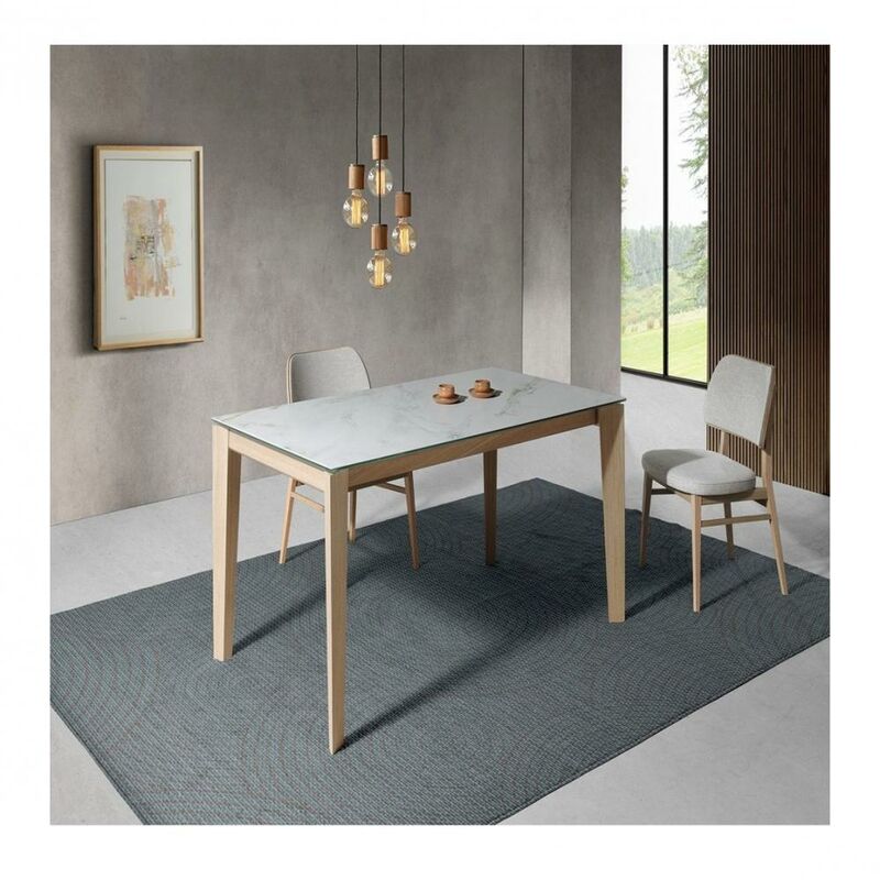 Table ronde extensible 10 couverts, pied centrale blanche