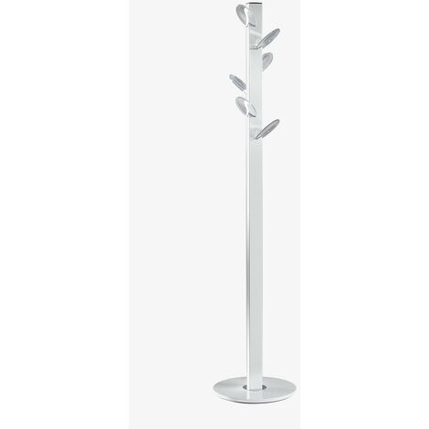 Porte-Manteau Moderne 170 Cm - Base Acier Blanc Et 6 Crochets Bois De Pin, Style Scandinave Élégant