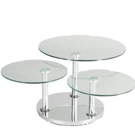 Table TV D'angle MOBILIER DE FRANCE - Acier, Verre, Bois - 4 Plateaux Dont 1 Tournant - Occasion