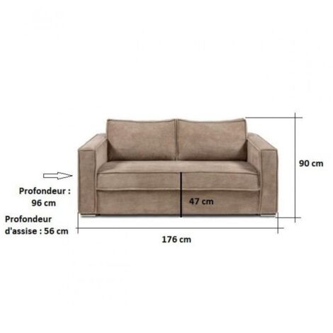 Canapé minimalist 2-3 placs PU blanc Plazo 190cm