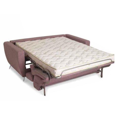 Canapé-lit Convertible En Tissu Violet - 220cm - Avec Coussins