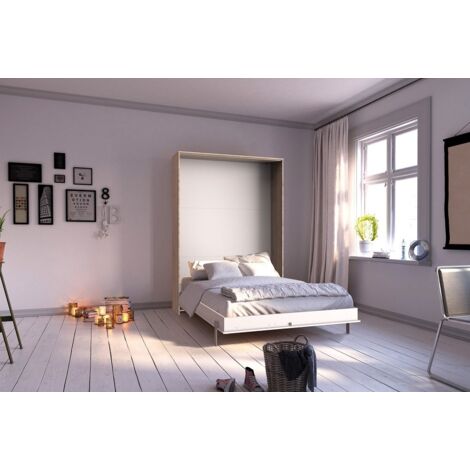 Lit escamotable VANIER décor chêne couchage 120 x 200 cm