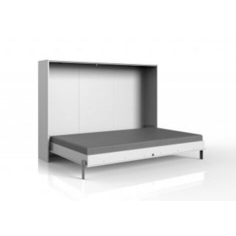 Lit escamotable horizontal VANIER blanc mat couchage 140 x 200 cm