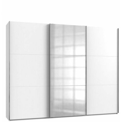 Armoire coulissante LISBETH 2 portes blanc 1 miroir 300 x 236 cm hauteur