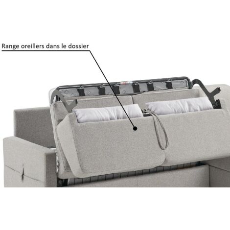 Canapé convertible express ECLIPSE 140cm matelas 18cm tissu gris silex