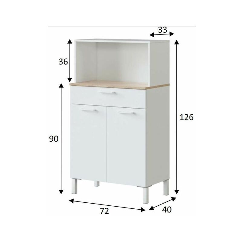 Mueble auxiliar cocina 4P+1 CAJ. BL.ARTIK ROBLE CANAD.