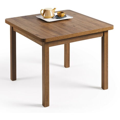 Mesa multiusos comedor cocina dimensiones 90 cm x 90 cm extensible libro a 180 cm x 90 cm color madera envejecida nogal