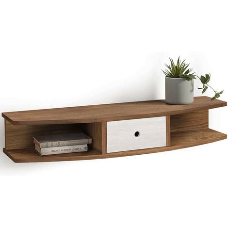 Balder - Mueble Recibidor Consola Madera Maciza Natural Encerado Cajon Blanco