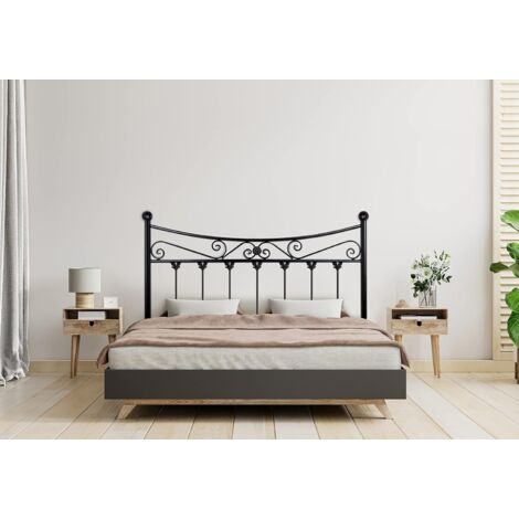 Cabecero de Forja Mod. Coin  Camas de Matrimonio y Juvenil  Fabricado en España  Color Negro  Cama de 150 cm.