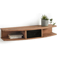 Mueble recibidor madera maciza natural con cajón, acabado encerado y negro. Medidas: Largo 100 cm x Ancho 30 cm x Alto 18 cm