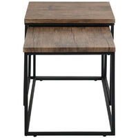 Set of 2 black rectangular coffee table, imitation wood top and metal legs, 90*45*45cm, 50*50*50cm