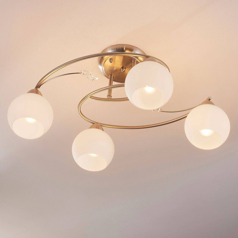 Plafonnier Salle De Bain Lennie By Lindby - Verre Blanc, IP44, Variateur Intégré - Moderne & Élégant