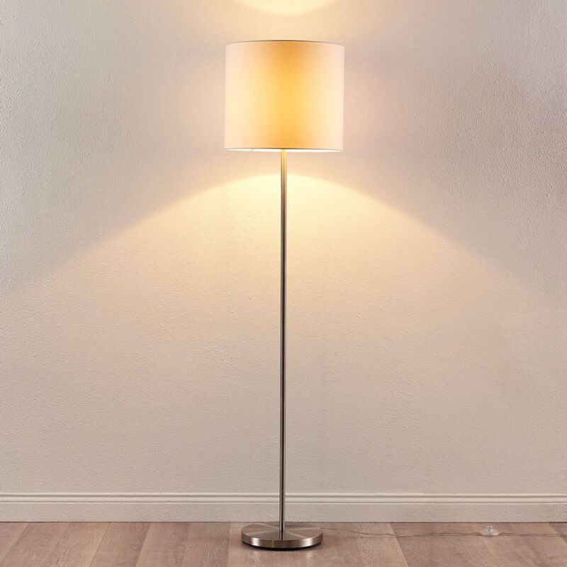Lindby Lampadaire Tissu Nantwin Moderne Blanc Avec Liseuse - Lampe Sur Pied Salon
