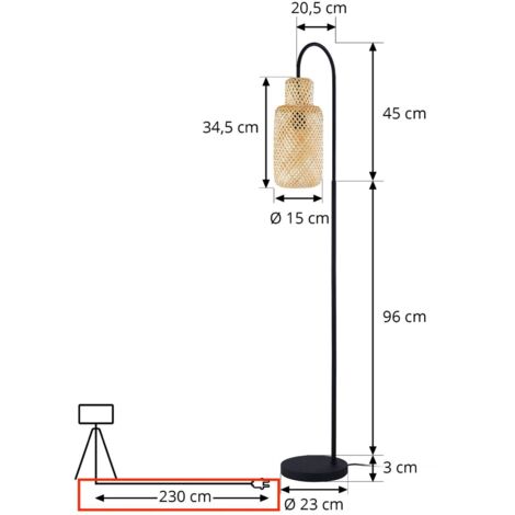 Lampadaire 'Venora' en métal pour salon & salle à manger