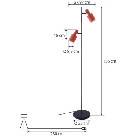 Lampadaire 'Ovelia' en métal pour salon & salle à manger