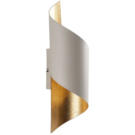 Lindby – Applique murale métal 52 cm – Intensité variable – Abat-jour blanc/or – Éclairage d'accentuation moderne pour chambre (1/5)