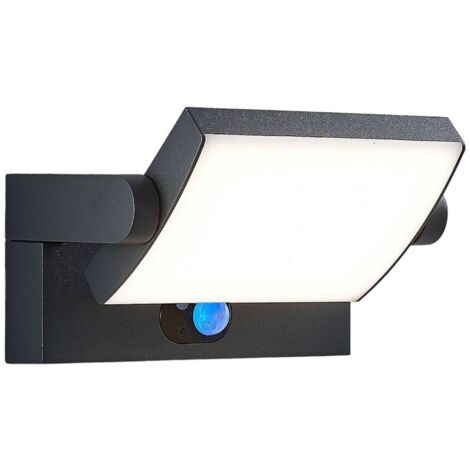 Lindby – Applique murale solaire LED en aluminium – Angle de détection 100° – Portée 5 à 7 mètres – Éclairage réglable 7 à 90 secondes (1/6)