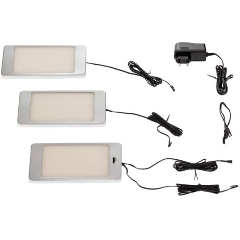 Lindby – Lampe LED sous meuble à intensité variable – 3 lampes argentées – Commande par geste – Éclairage de travail pour cuisine