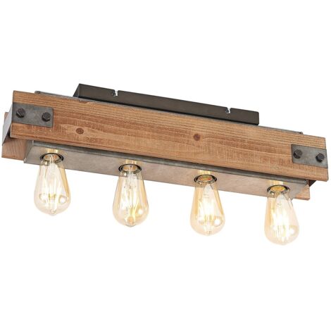 Plafonnier à Intensité Variable 'Canyana' En Bois Pour Salon & Salle à