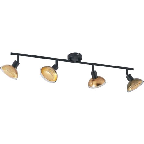 Lindby Erin plafonnier LED noir/or 4 lampes carré