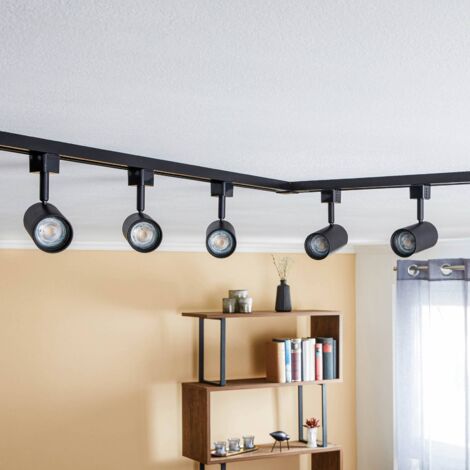 Projecteur Sur Rail Lindby Linaro - 4 Spots GU10, Réglables, Noir, 210 Cm - Éclairage Moderne Pour Intérieur