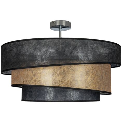 Lindby – Plafonnier tissu noir et doré à intensité variable – Abat-jour asymétrique – Pour salon et salle à manger – Luminaire moderne