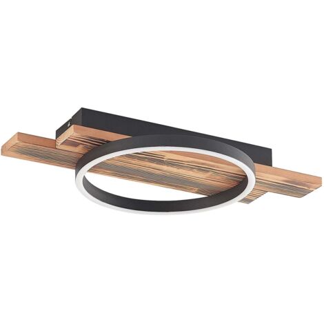 Lindby – Plafonnier LED en bois 52,8 cm – Intensité variable 3000K – Design moderne pour salon et salle à manger – Installation facile