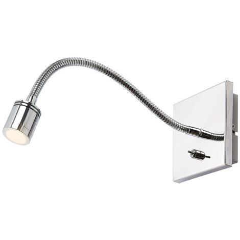 Lindby – Applique murale LED Berfin en métal chromé – Col de cygne flexible – Éclairage ciblé pour chambre à coucher – Interrupteur intégré (1/5)