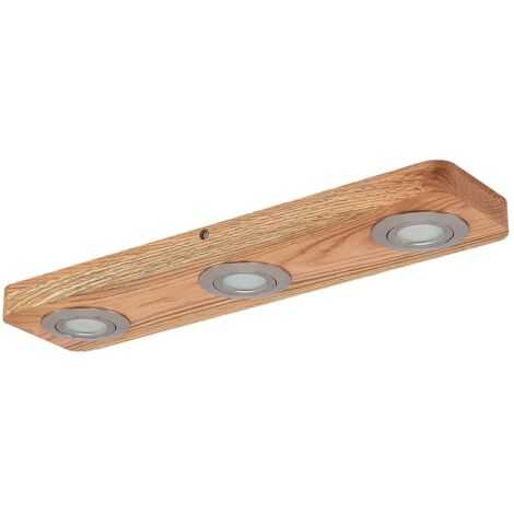 Lindby – Plafonnier LED Mikari en bois 48 cm – 3 sources lumineuses orientables – Lumière blanche chaude – Pour salon et salle à manger (1/5)
