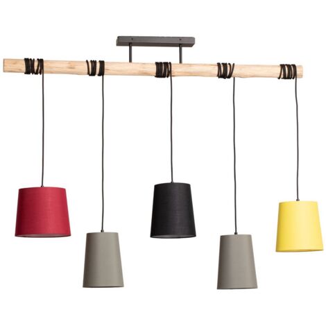 Suspension en Tissu à intensité variable 'Amilia' en bois pour salon & salle à manger (1/5)