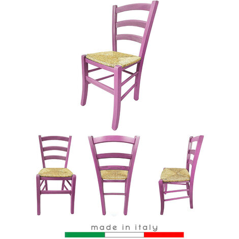 Sedia Venezia Color Rosa chiaro legno colorata terrazza giardino bar ristorante agriturismo albergo rustica paglia esterno (1/2)