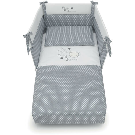 Set lettino Baby Dream Azzurra Design Grigio lenzuola per letto culla neonato bambino camera da letto cotone made in Italy (1/2)