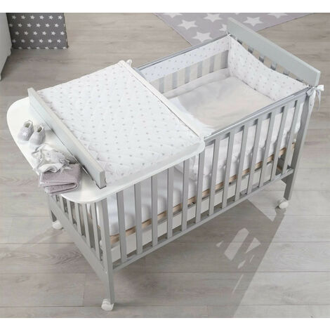 Lettino Homi con fasciatoio Azzurra Design  Grigio chiaro letto per neonati sponde regolabili vernici atossiche bambini camera da letto cameretta
