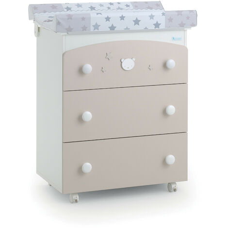 Bagnetto-fasciatoio Baby Dream Azzurra Design Havana fasciatoio per neonati bambini legno cassetti ruote cambio pannolino bagnetto