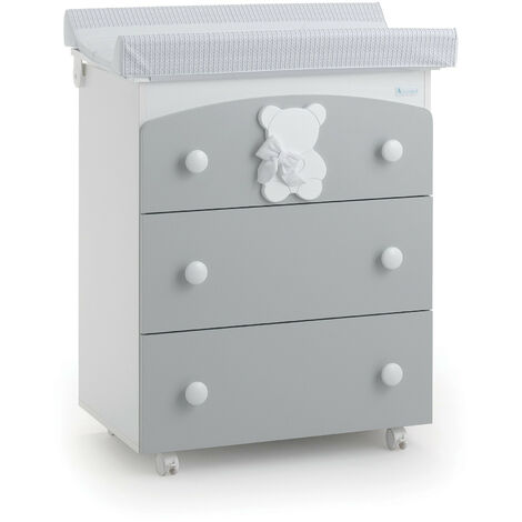 Bagnetto-fasciatoio Funky Azzurra Design  Grigio fasciatoio per neonati bambini legno cassetti ruote cambio pannolino bagnetto