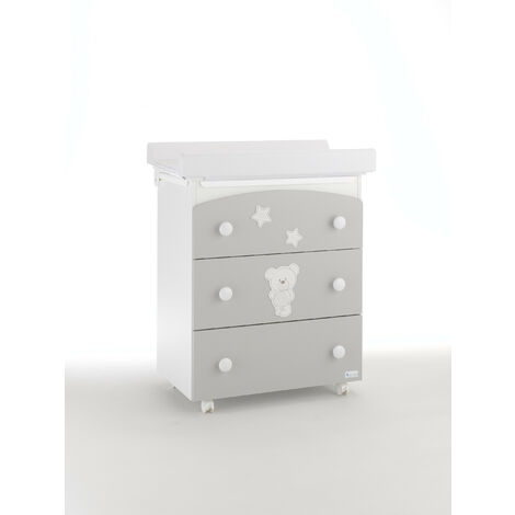 Bagnetto-fasciatoio Contact Art Azzurra Design Grigio fasciatoio per neonati bambini legno cassetti ruote cambio pannolino bagnetto