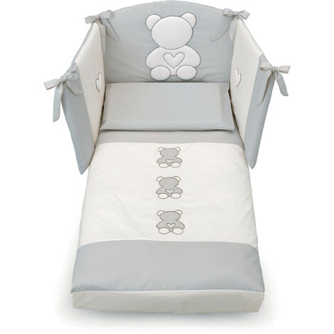 Set lettino Funky Azzurra Design Grigio lenzuola per letto culla neonato bambino camera da letto cotone made in Italy