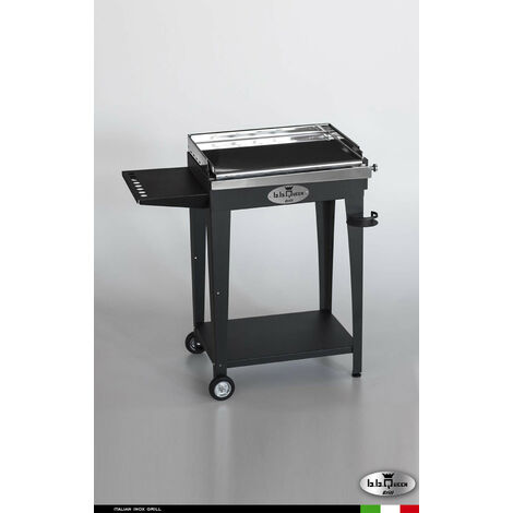 Grill 6.4 Inox Piastra liscia - Grigio antracite - Con portapiatti - Senza paraschizzi - Con kit mensola e ruote - barbecue, griglia, giardino, carne, a gas, acciaio made in Italy (1/3)